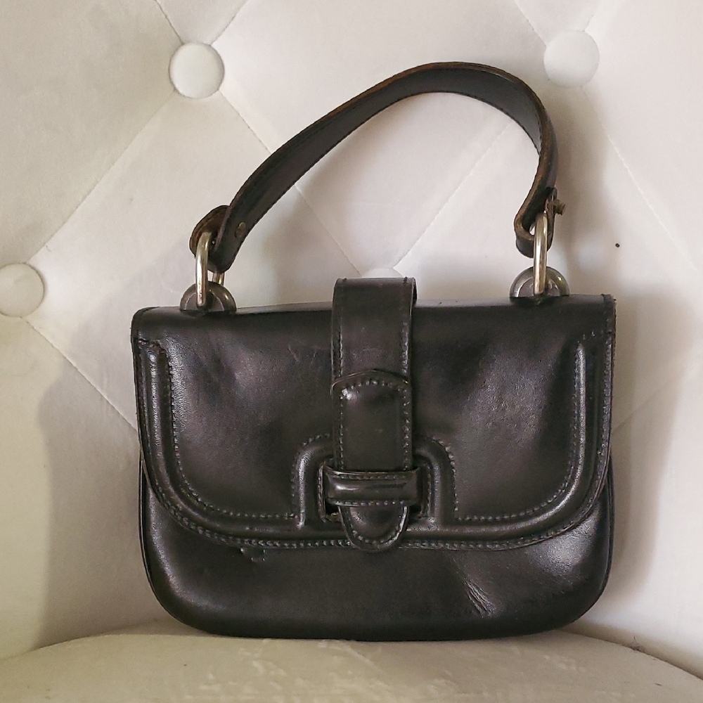 Vtg Renora Elegant Black Leather Mini Bag